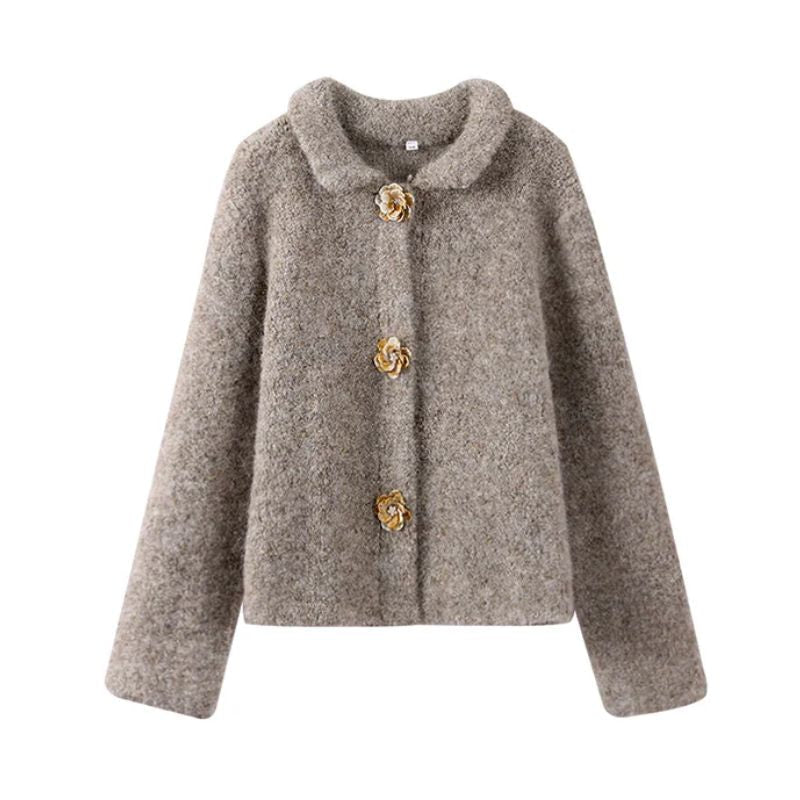 Soft Crew Neck Women's Cardigan Sweater - EasyApparels