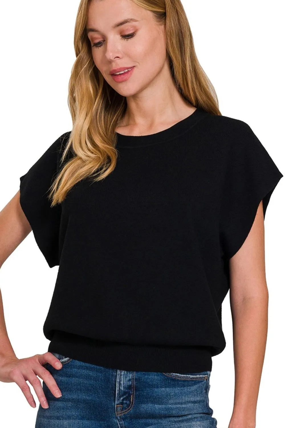 Casual Round Neck Short Sleeve Women Sweater - EasyApparels