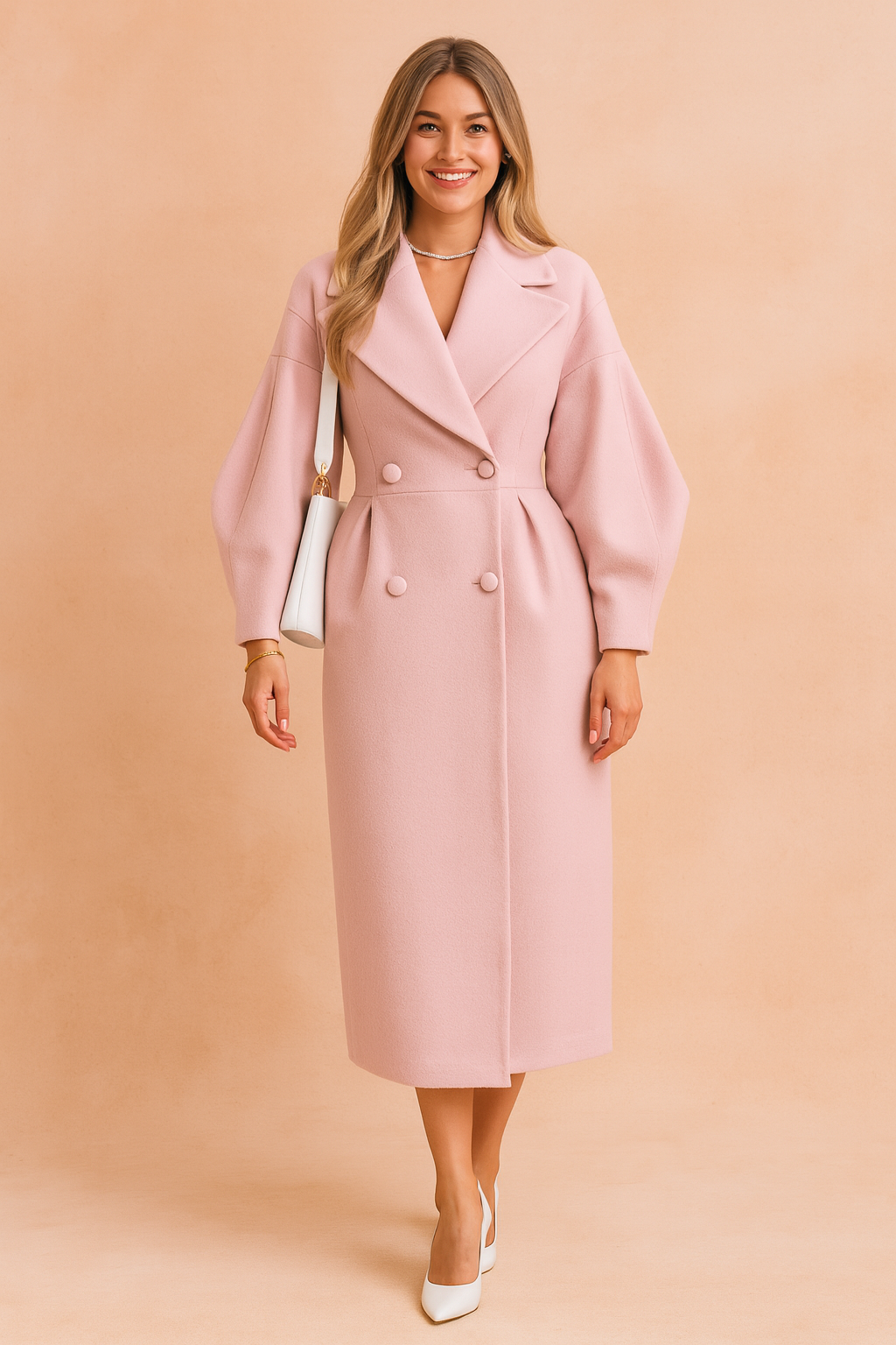 Classic Women's Oversized Coat with Wide Collar