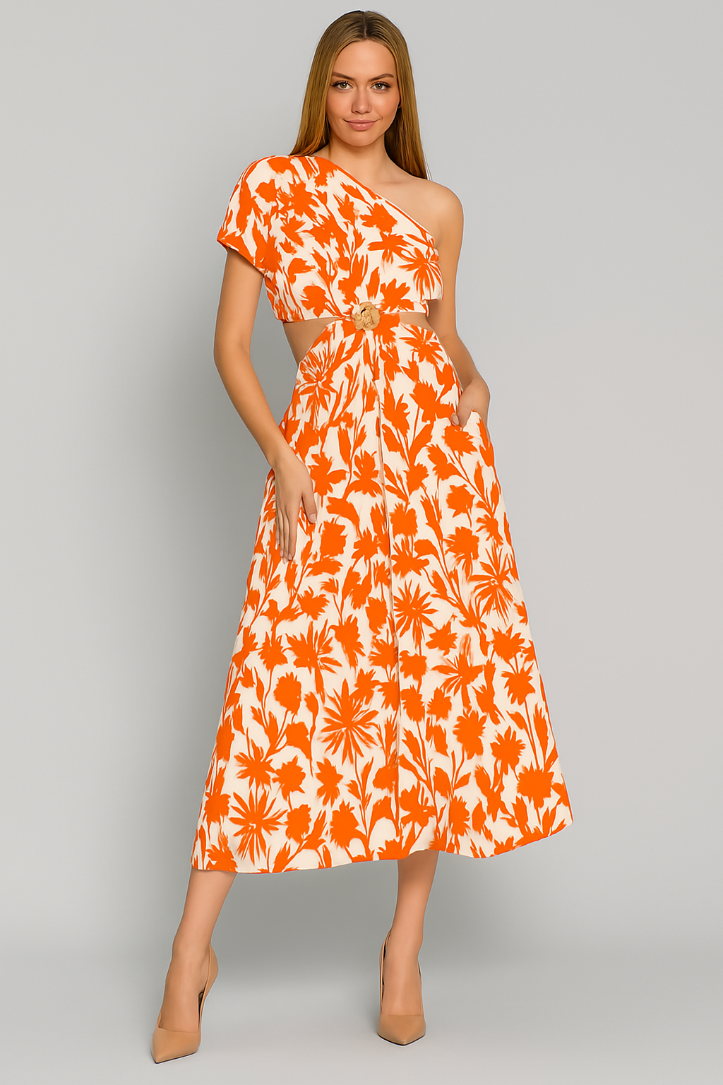 Women's Wide Leg Jumpsuit One Shoulder Cutout Design