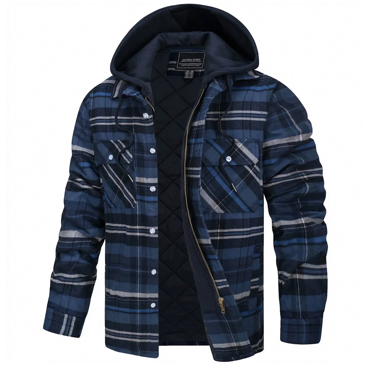 Plaid Hooded Parka Coat