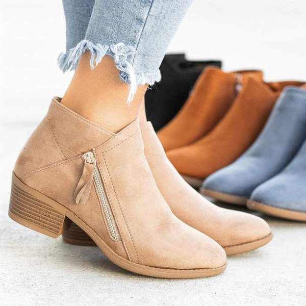 Women's Classic Low Heel Ankle Boots - Chic and Cozy