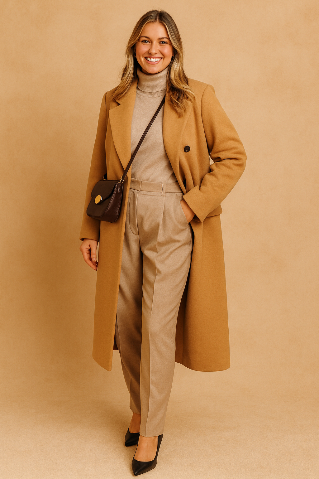 Classic Double Button Women's Long Coat