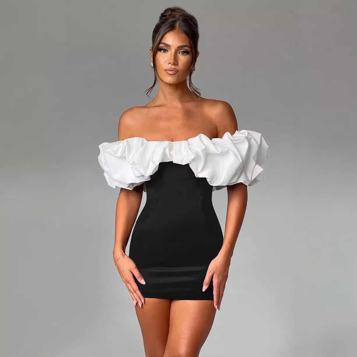 Sexy Off Shoulder Ruffle Mini Party Dress