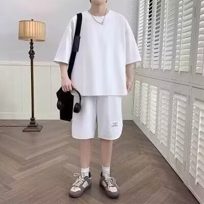 Casual Men's Cotton Short Sleeve Top and Shorts Set