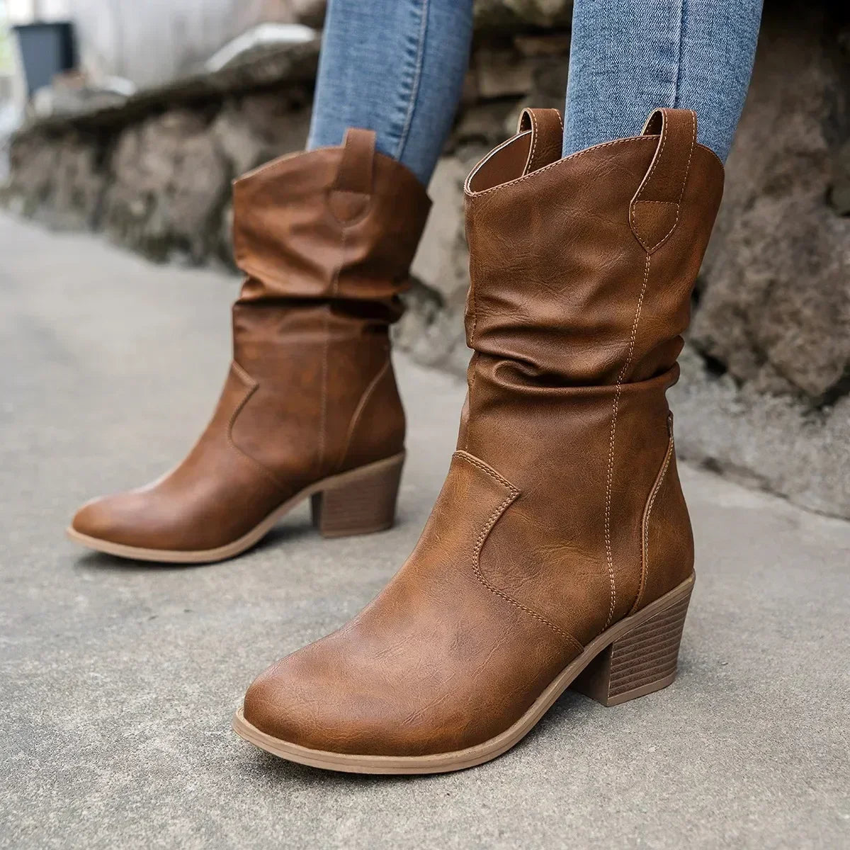 Classic Women's Western Ankle Boots - Comfortable Heeled Boots