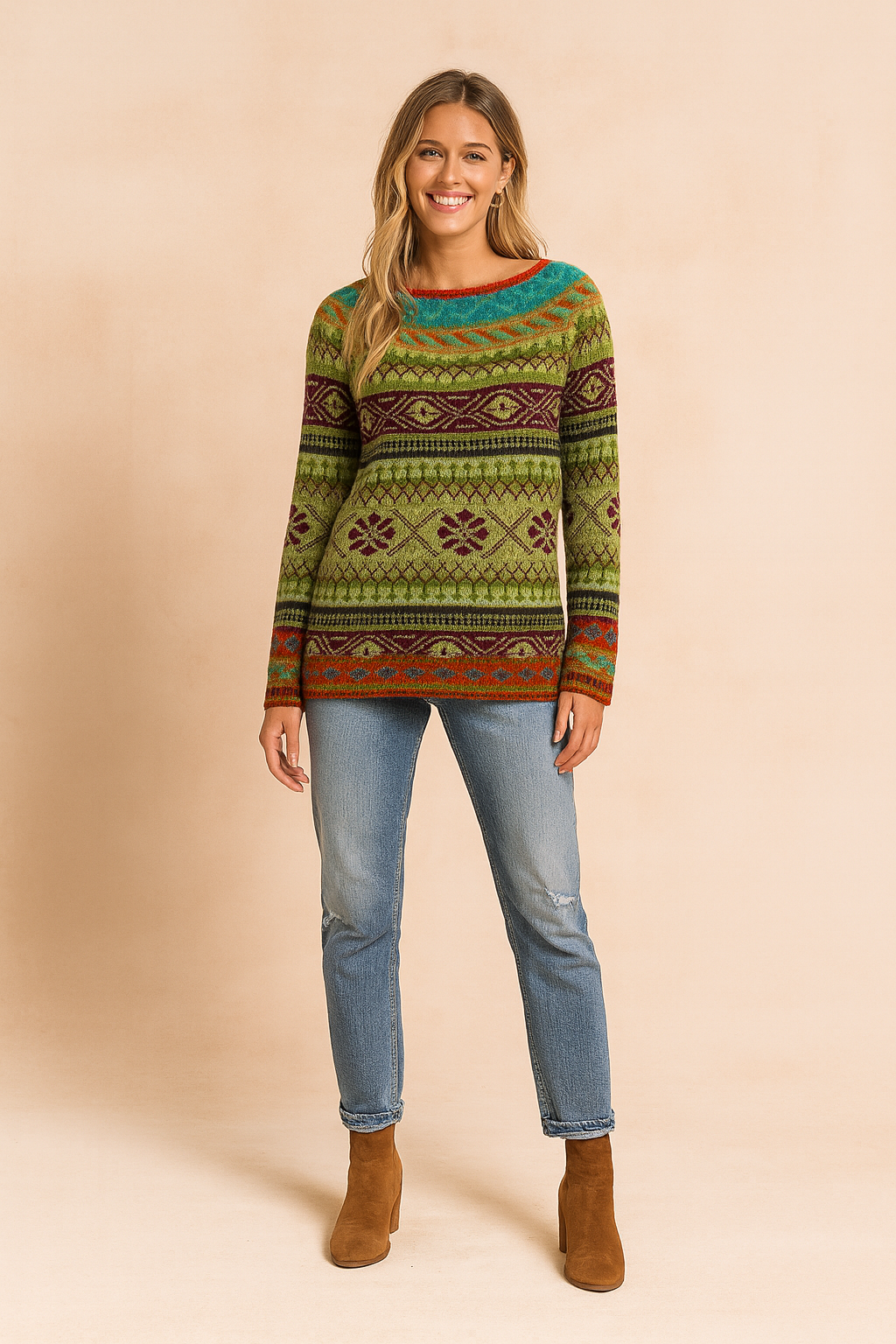 Ladies' Graphic Pattern Sweater - Luxicro