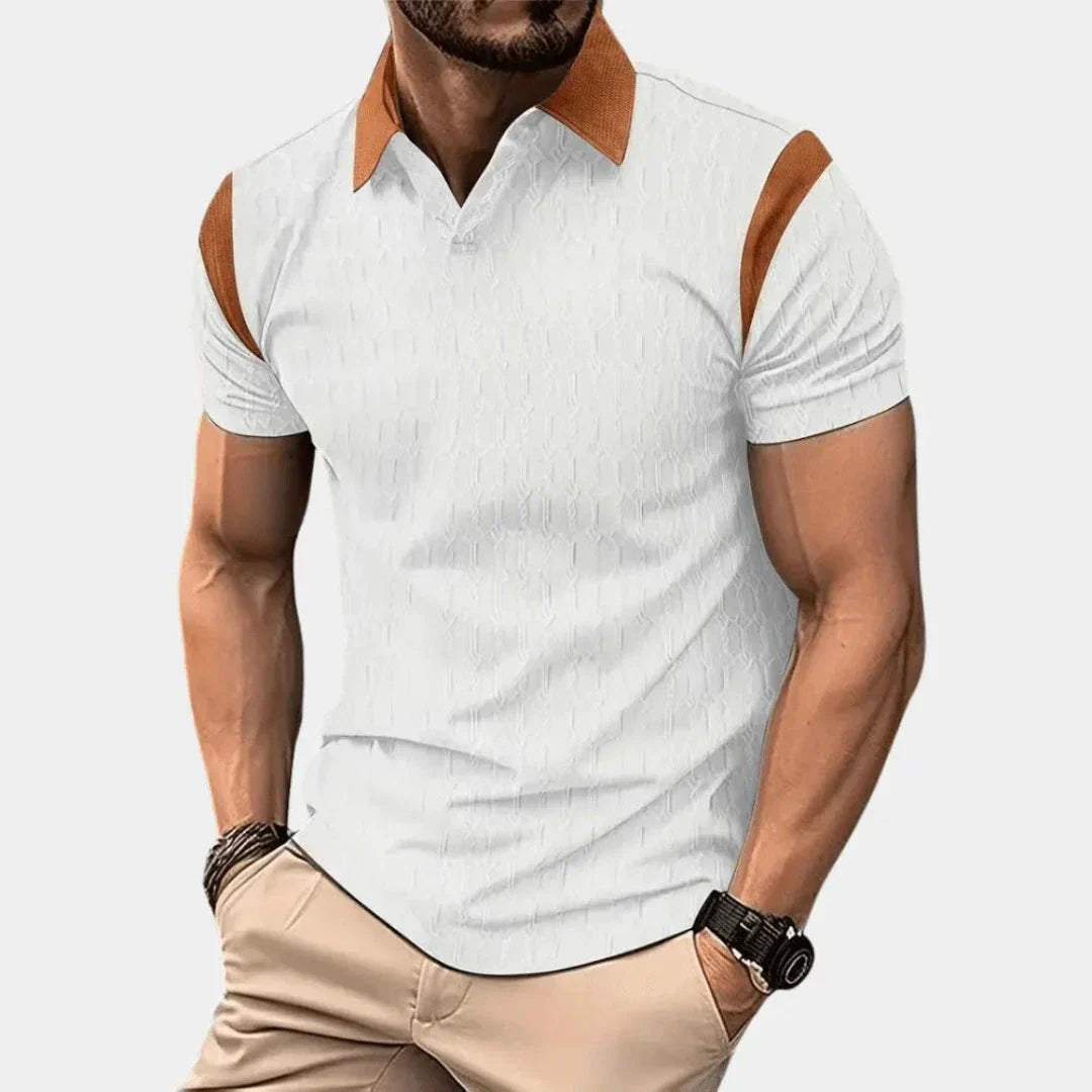 Sharp Contrast Polo Collar Shirt