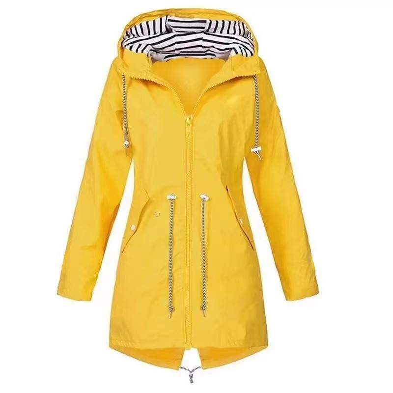 Waterproof Hooded Raincoat for Women Long Sleeve