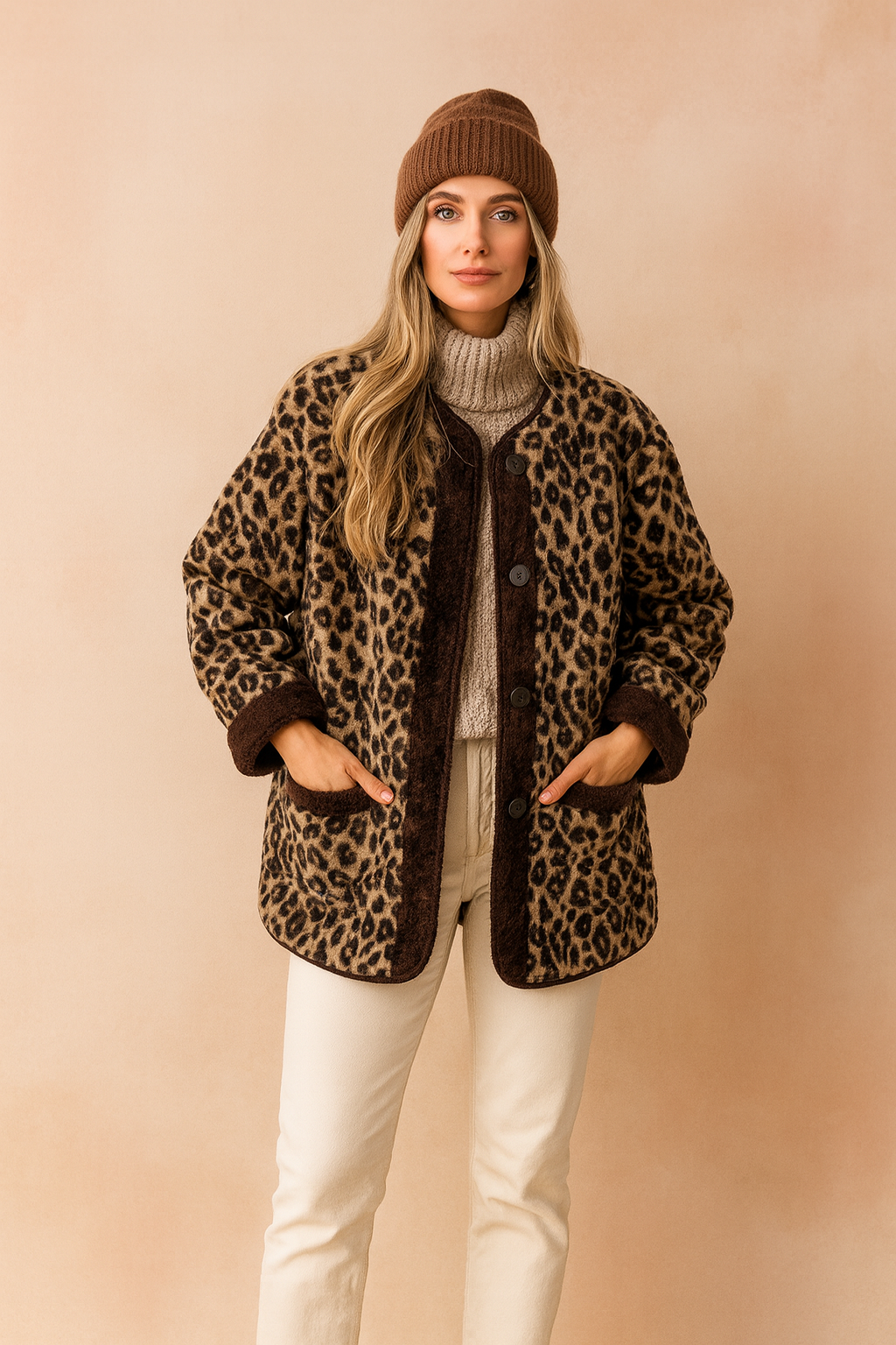 Chic Leopard Print Women's Coat - Luxicro
