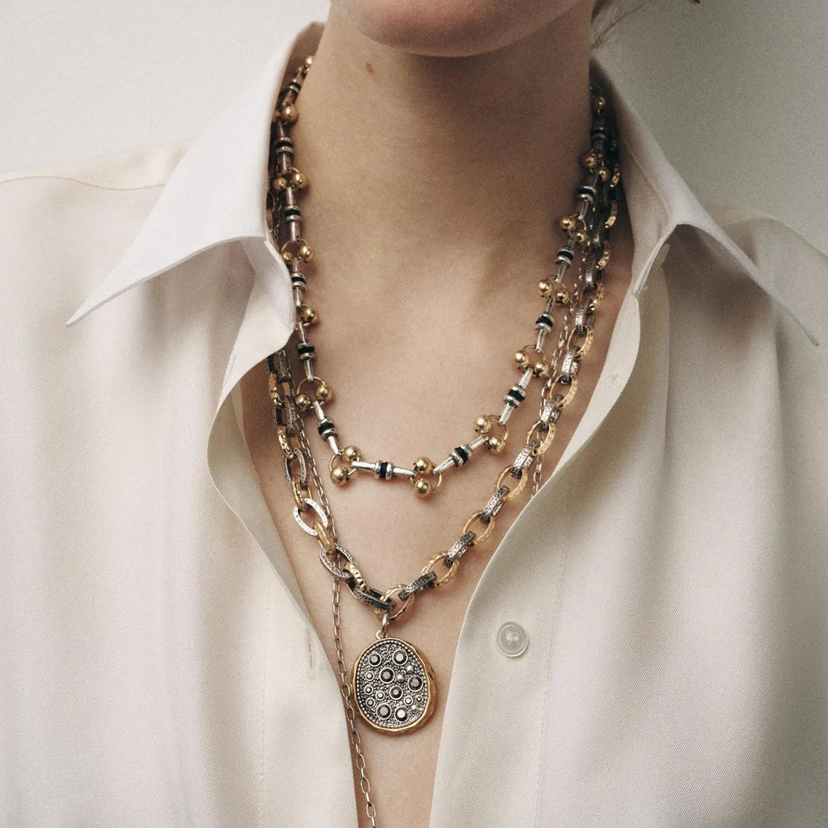 Silver Tone 3 Piece Chain Pendant Necklace - EasyApparels