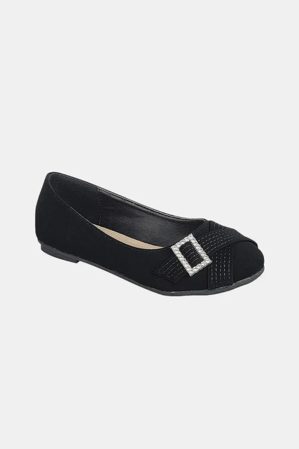 Shiny Buckle Comfortable Slip On Ballet Shoes - EasyApparels