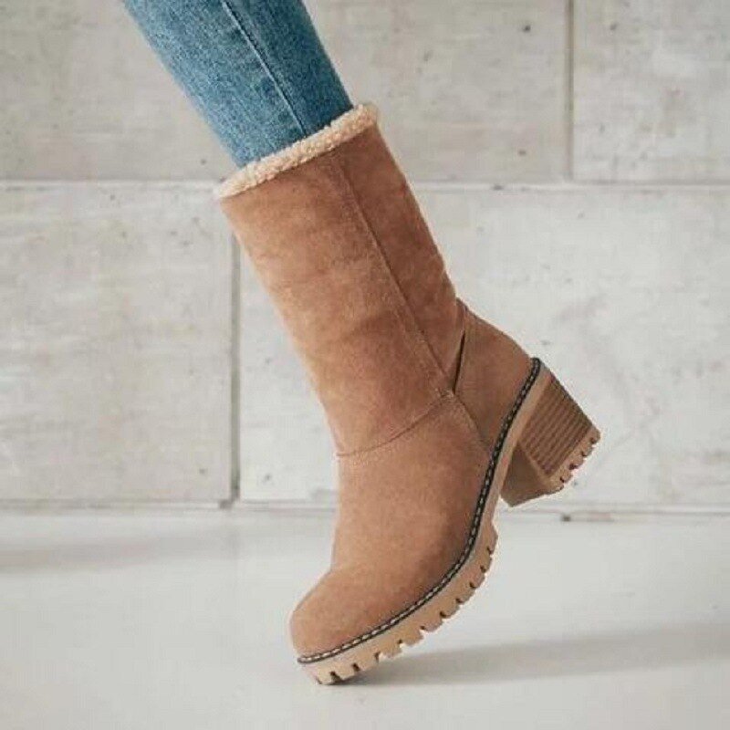 Warm Waterproof Mid Calf Suede Women's Boots
