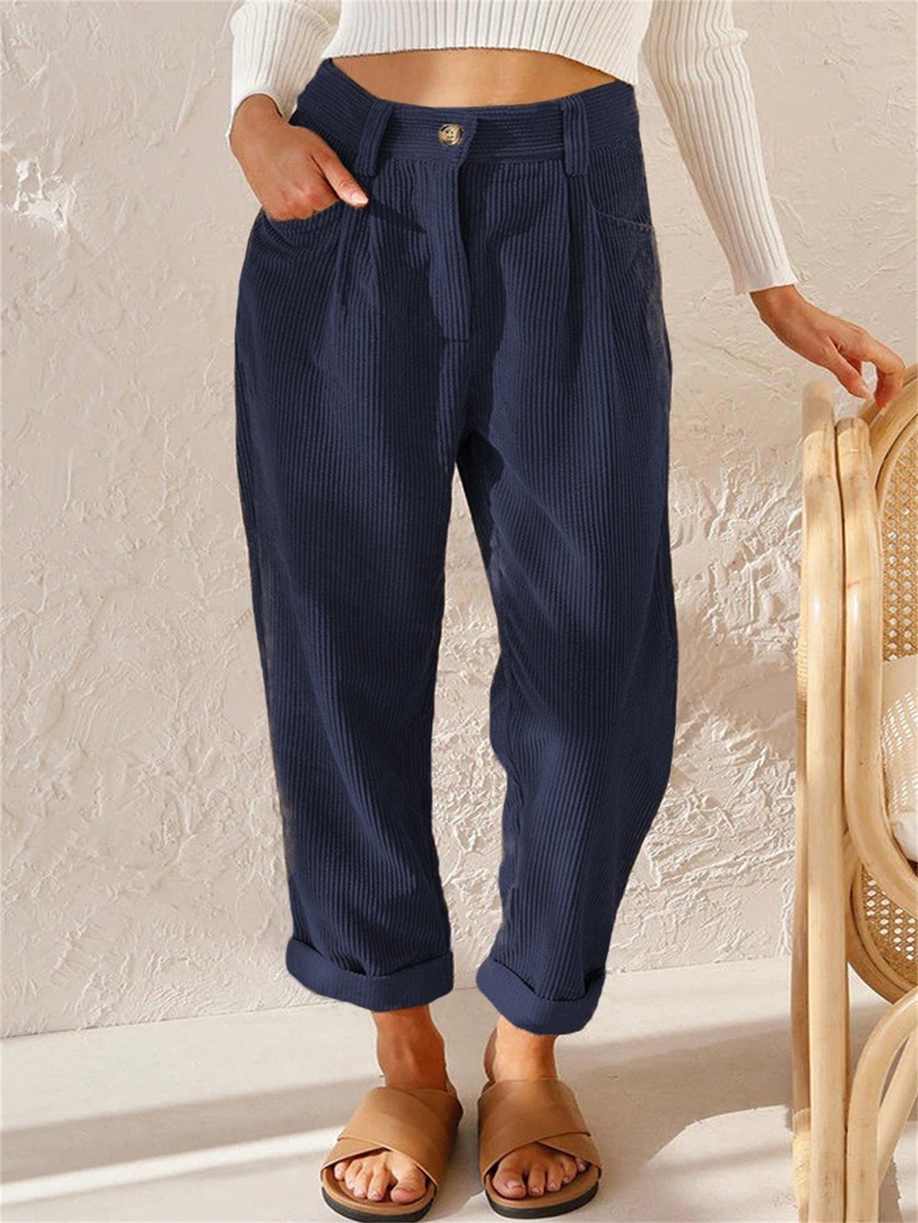 Comfortable Women's High Waist Relaxed Fit Pants