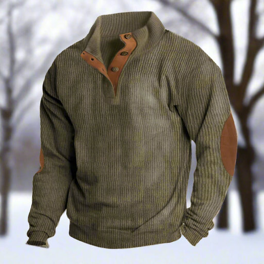 Casual Button Crew Neck Men's Sweater - EasyApparels