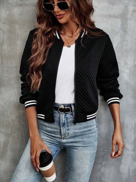 Women's Short Bomber Coat - EasyApparels