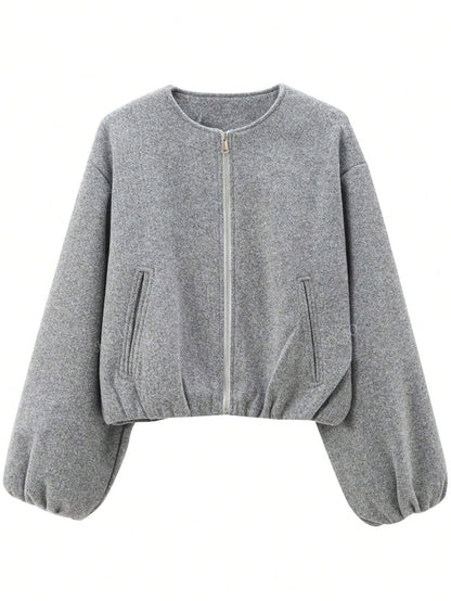 Relaxed Soft Velvet Bomber Jacket