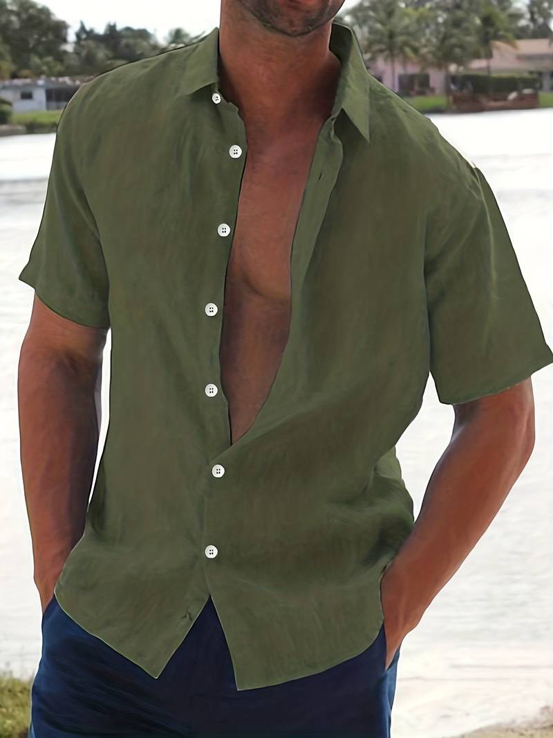 Casual Short Sleeve Men's Button Shirt