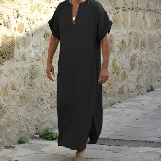 Casual Men's Short Sleeve Shirt Dress - EasyApparels