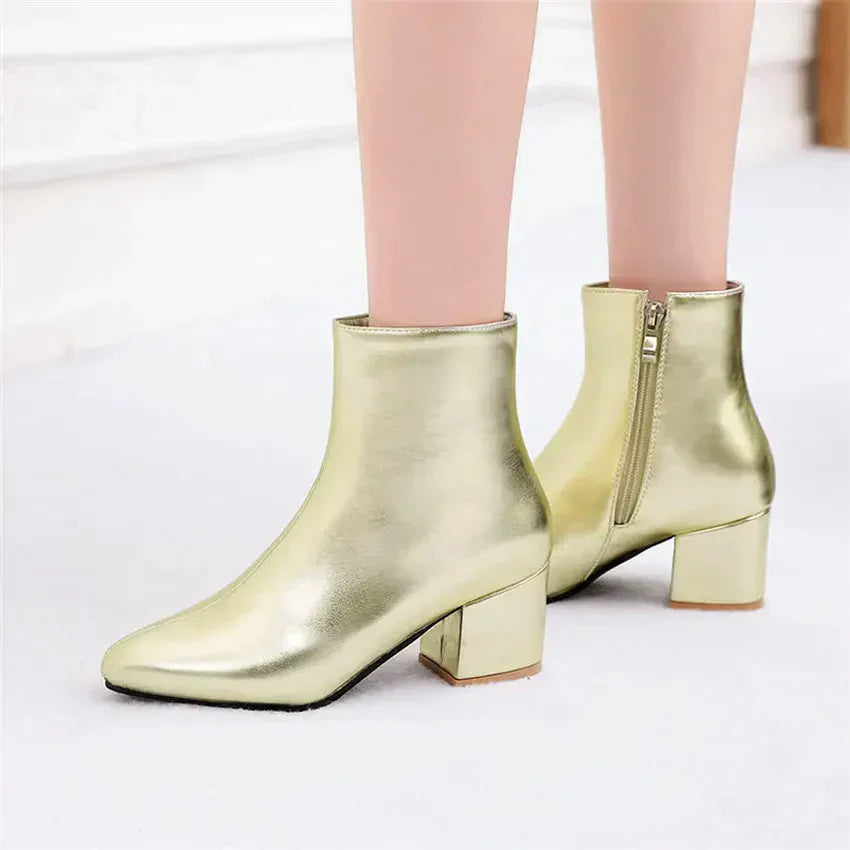Shiny Women's Snow Zip Up Ankle Boots