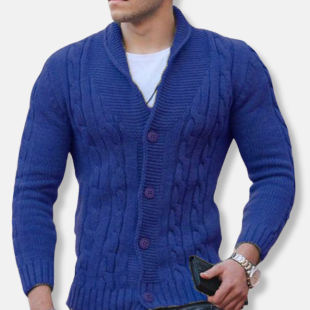 Classic Cable Knit Men's Cardigan Sweater