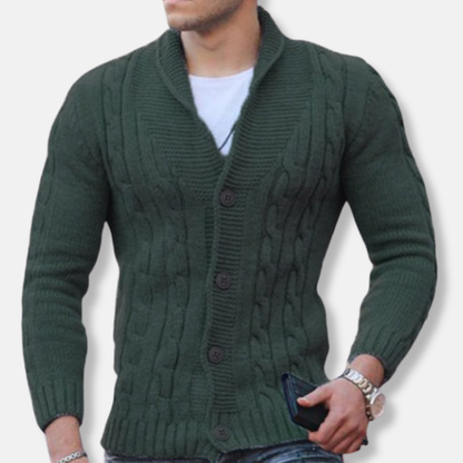 Classic Cable Knit Men's Cardigan Sweater