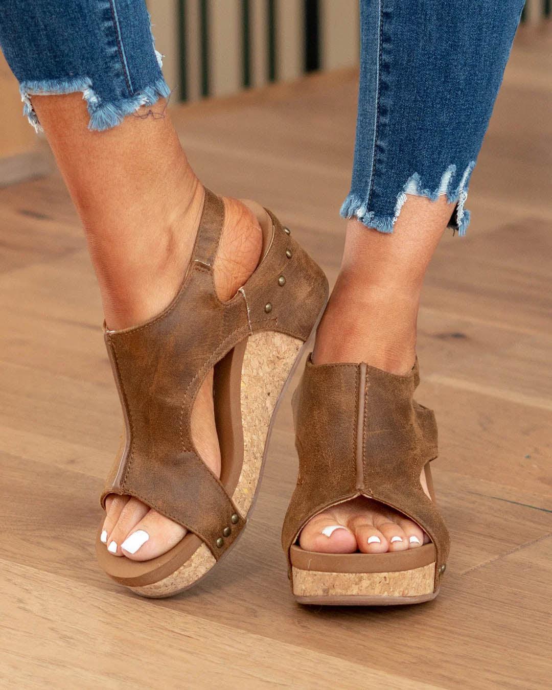 Natural Wedge Heel Vegan Sandals