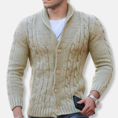Classic Cable Knit Men's Cardigan Sweater