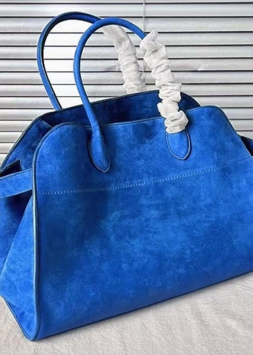 Grand sac à main en cuir bleu foncé, capacité ample - EasyApparels