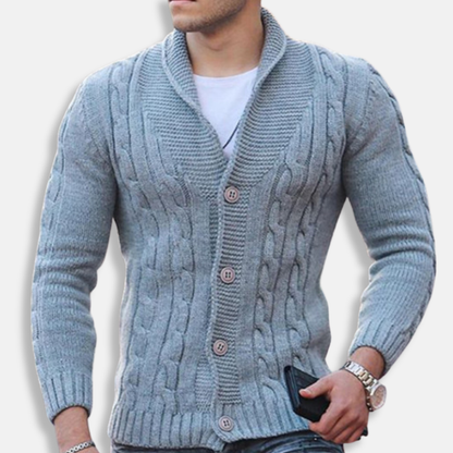 Classic Cable Knit Men's Cardigan Sweater