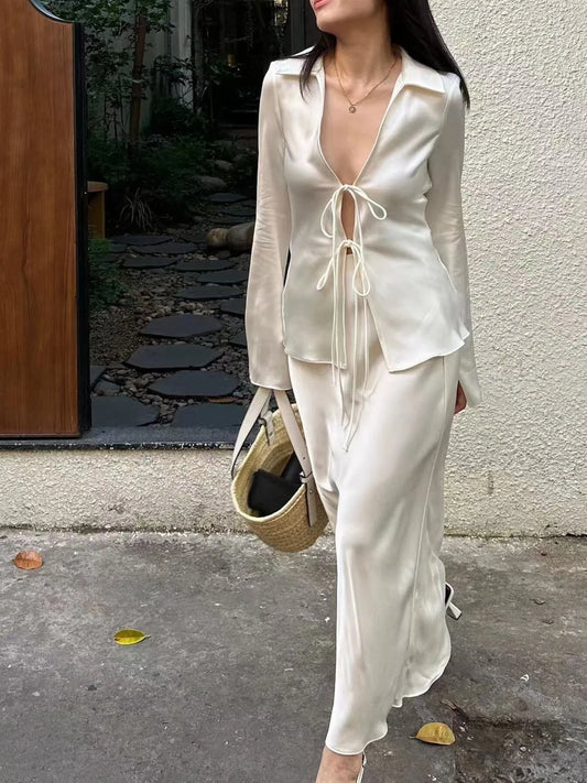 Silky Button Front Women's Blouse - EasyApparels