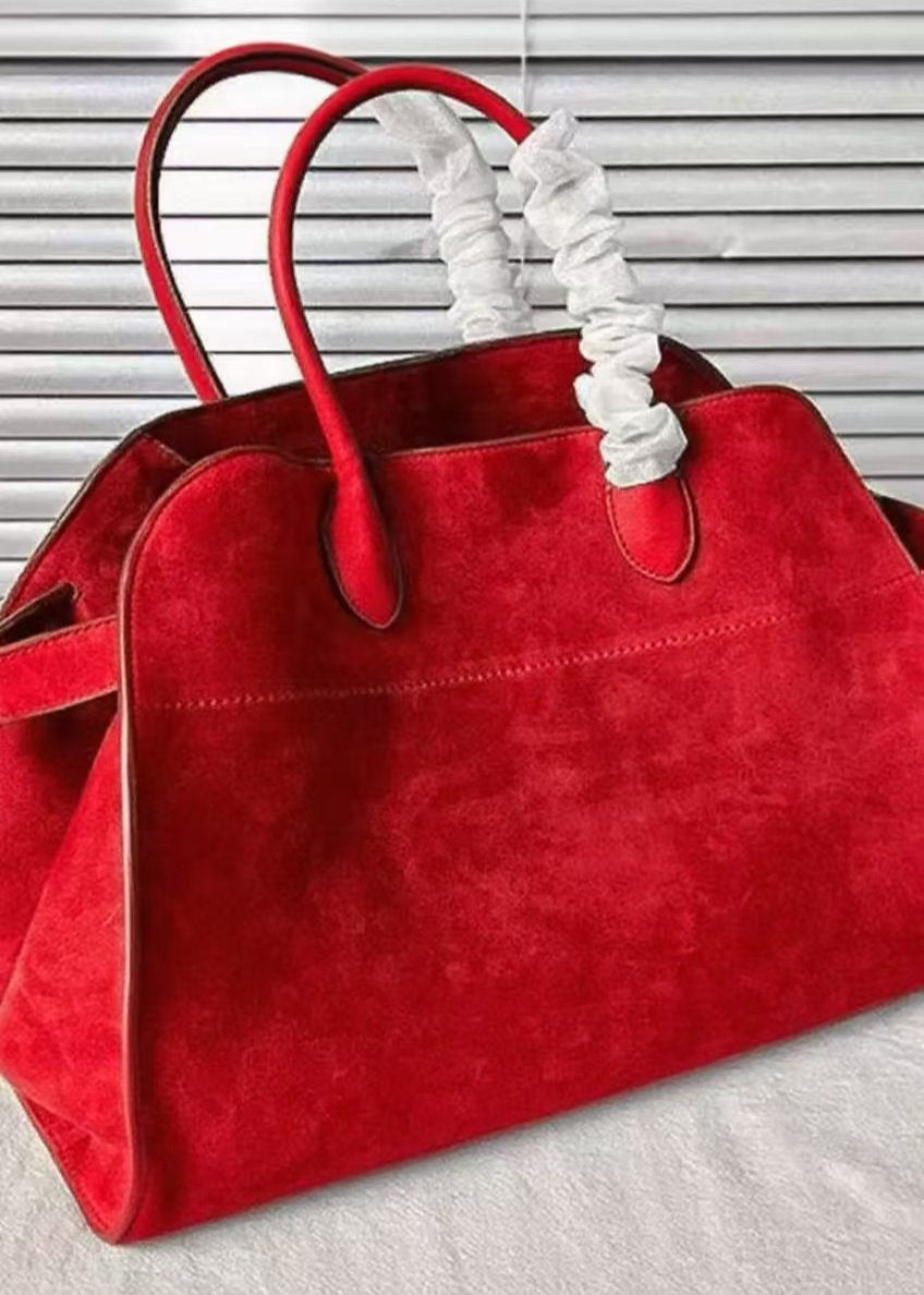Grand sac à main en cuir rouge à la mode - EasyApparels