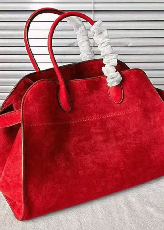 Grand sac à main en cuir rouge à la mode - EasyApparels