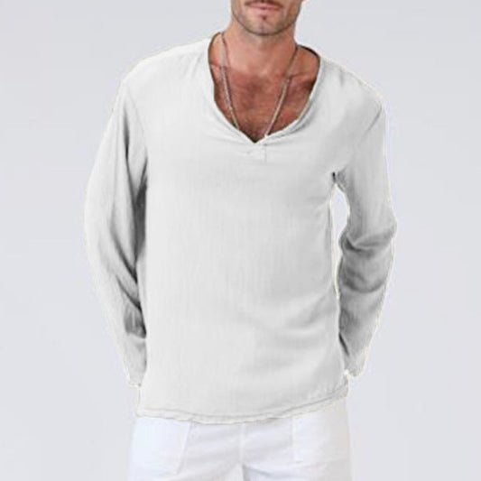 Casual Men's Long Sleeve V-Neck Tee Shirt - EasyApparels