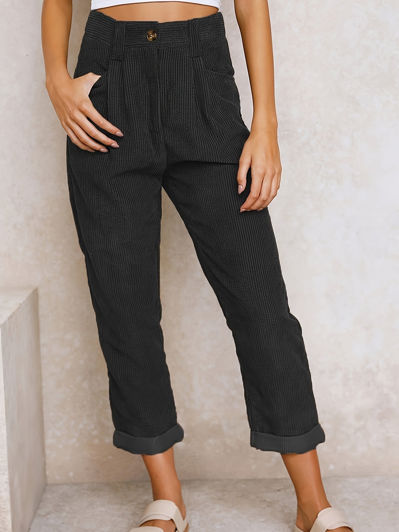 Comfortable Women's High Waist Relaxed Fit Pants - Luxicro