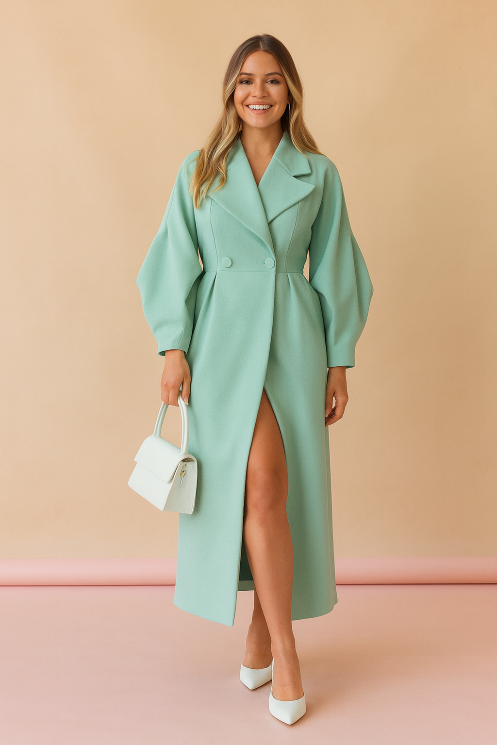 Classic Women's Oversized Coat with Wide Collar