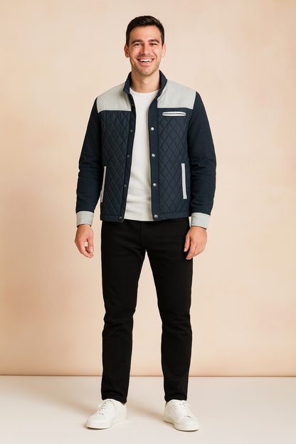 Classic Mens Dual Color Leather Jacket