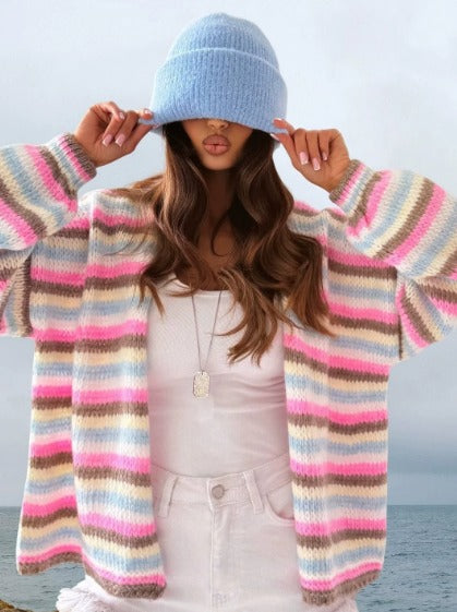 Colorful Knit Crew Neck Sweater - Luxicro