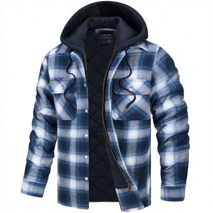 Plaid Hooded Parka Jacket