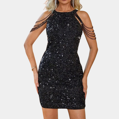 Sexy Sequin Halter Neck Party Dress
