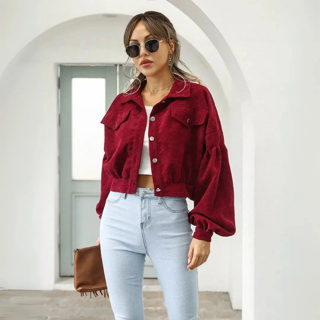 Women's Short Corduroy Padded Jacket