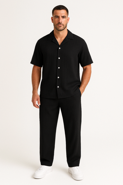 Casual Men's Short Sleeve Cotton Shirt