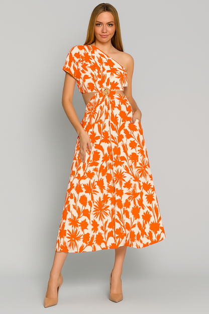 Women's Wide Leg Jumpsuit One Shoulder Cutout Design