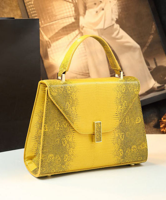 Stylish Yellow Leather Tote Bag - EasyApparels