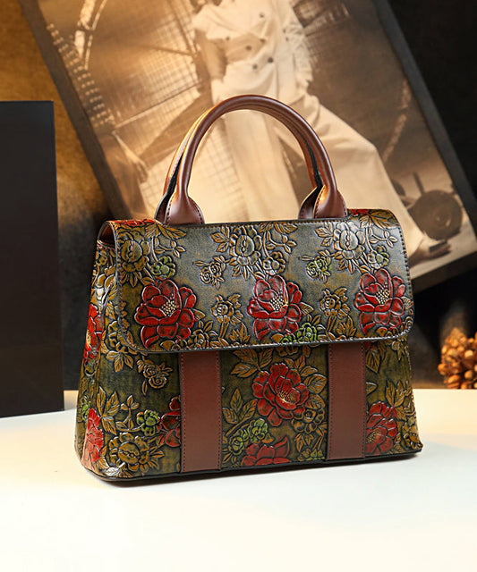 Grand sac à main cuir brun gaufré féminin - EasyApparels