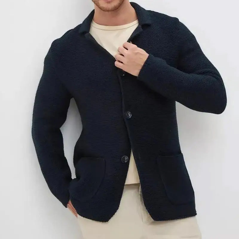 Warm Crew Neck Knit Men's Cardigan - EasyApparels