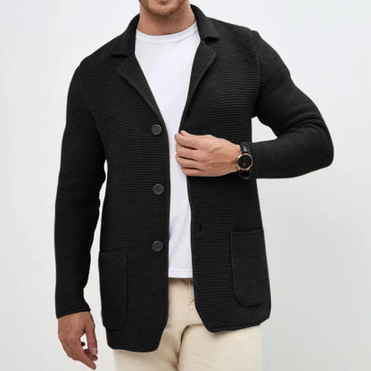 Warm Crew Neck Knit Men's Cardigan