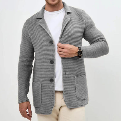 Warm Crew Neck Knit Men's Cardigan