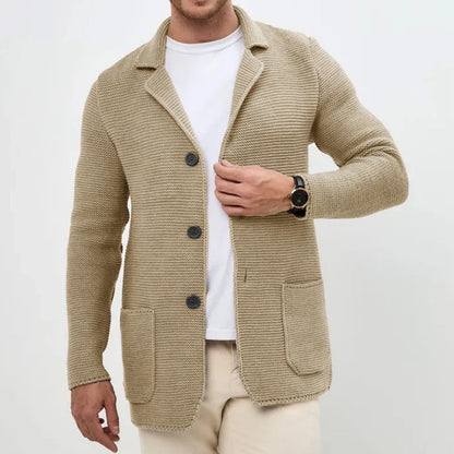 Warm Crew Neck Knit Men's Cardigan