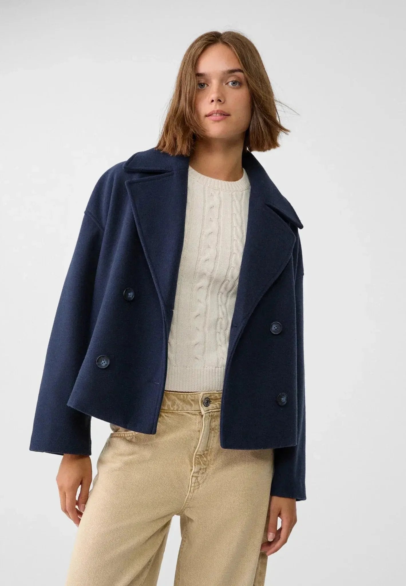 Warm Short Double Breasted Women's Coat